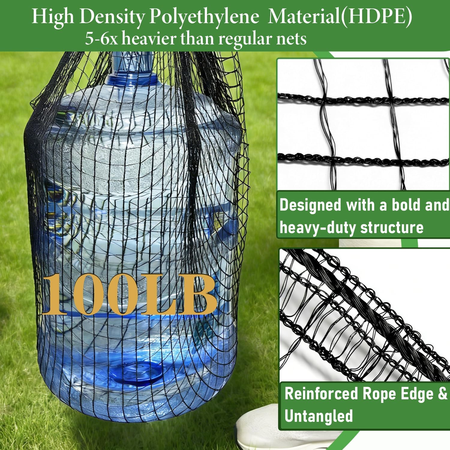 4 x 75ft Deer Fence Netting, Heavy Duty Plastic Mesh Fence Deer Netting, 55GSM Deer Fence for Garden, Reinforced Edges