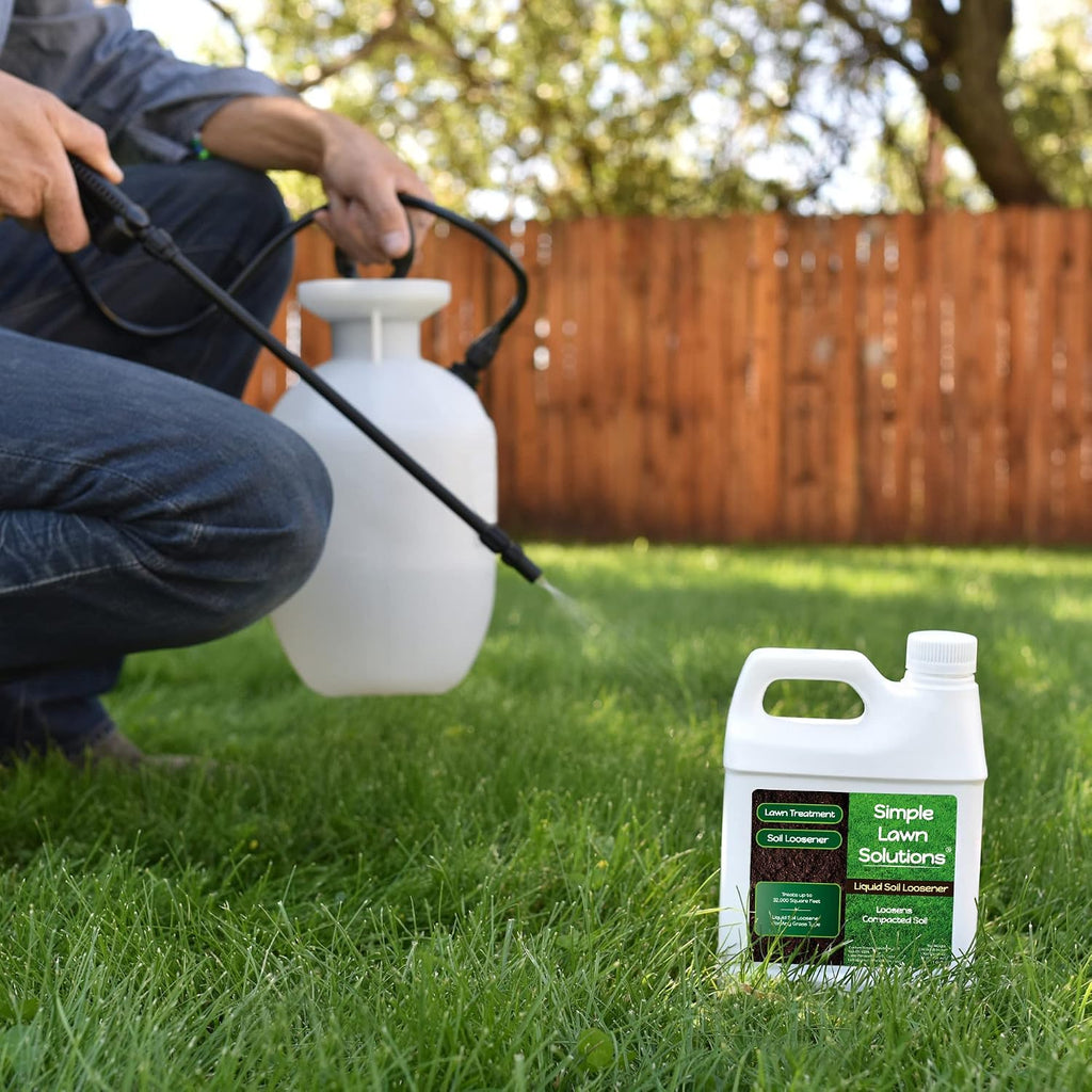 Liquid Soil Loosener- Soil Conditioner-Use alone or when Aerating with Mechanical Aerator or Core Aeration- Simple Lawn