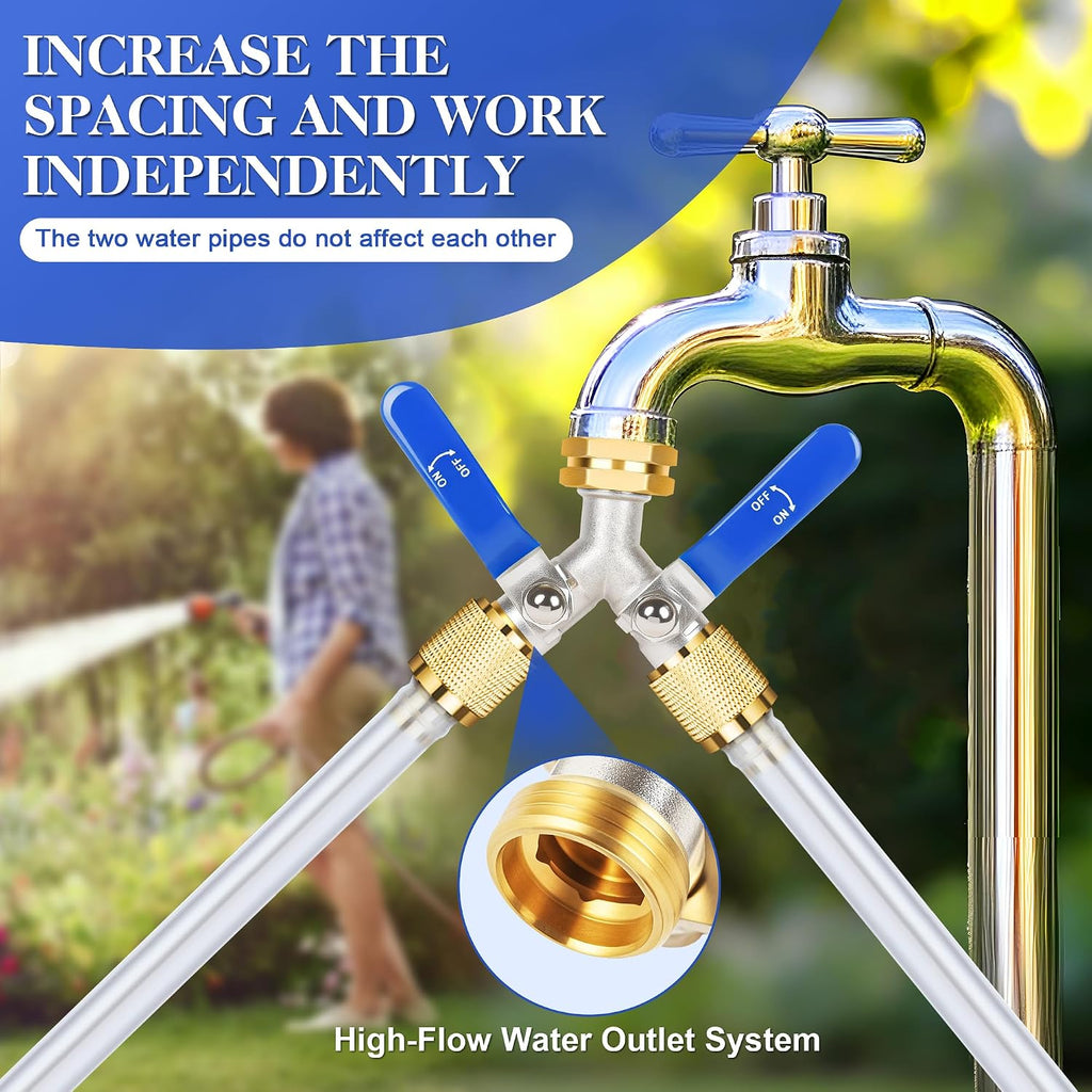 EJW Hose Splitter 2 Way, Brass Garden Hose Splitters, Faucet Splitters. | spigot splitter, hose valves, hose manifold