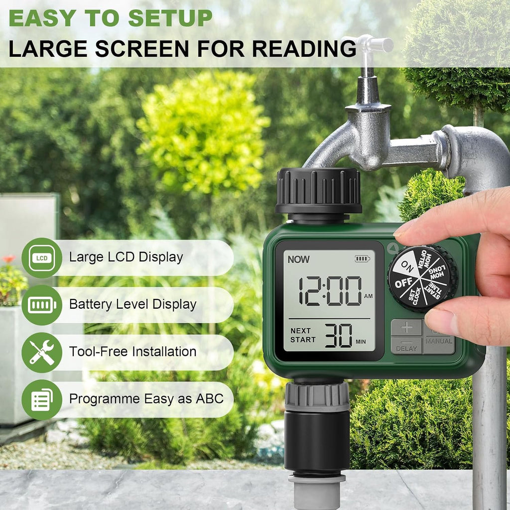 Water Timer for Outdoor Garden Hose, Sprinkler Timer for Garden | Faucet Timer with Auto/Manual/Rain Delay Mode