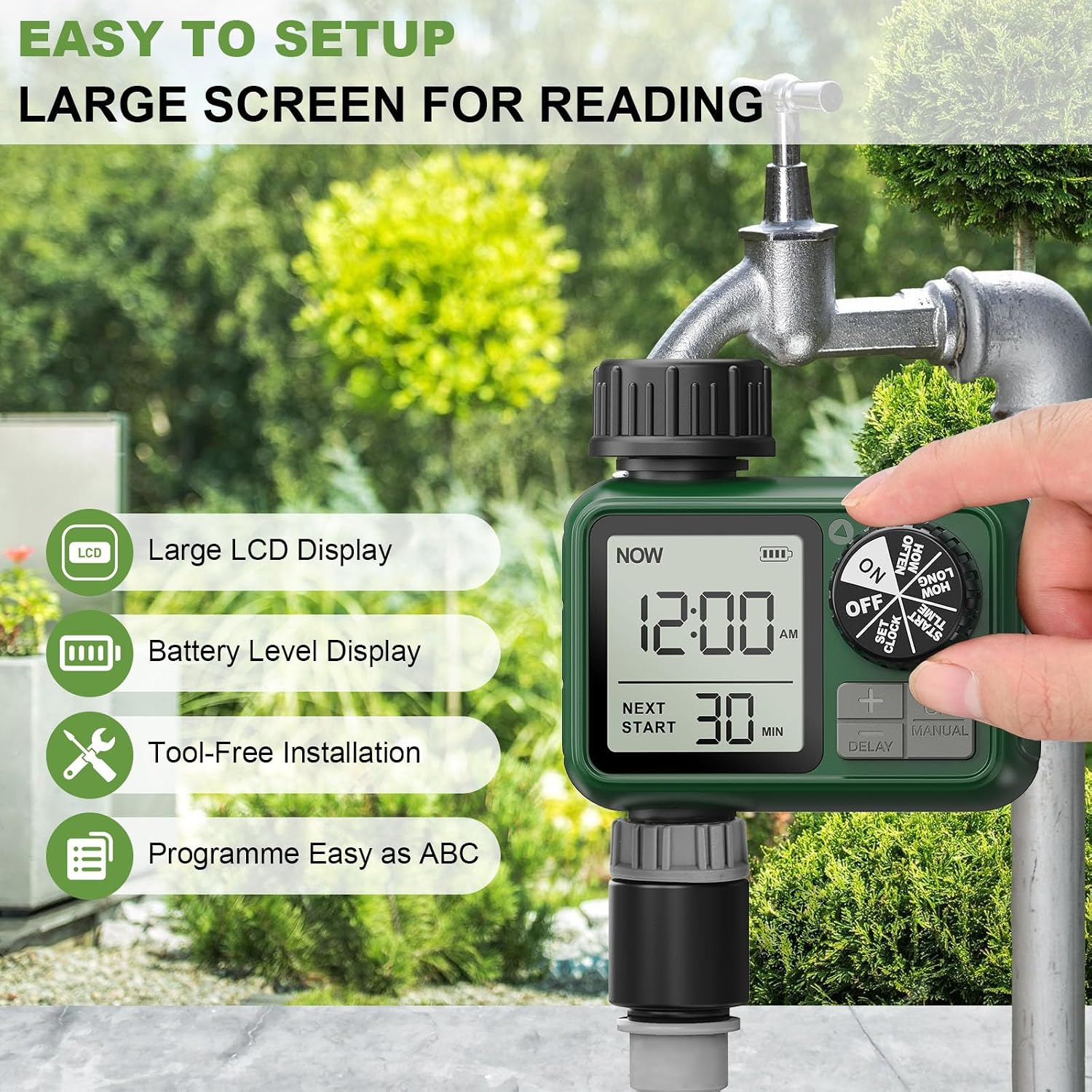 Water Timer for Outdoor Garden Hose, Sprinkler Timer for Garden | Faucet Timer with Auto/Manual/Rain Delay Mode