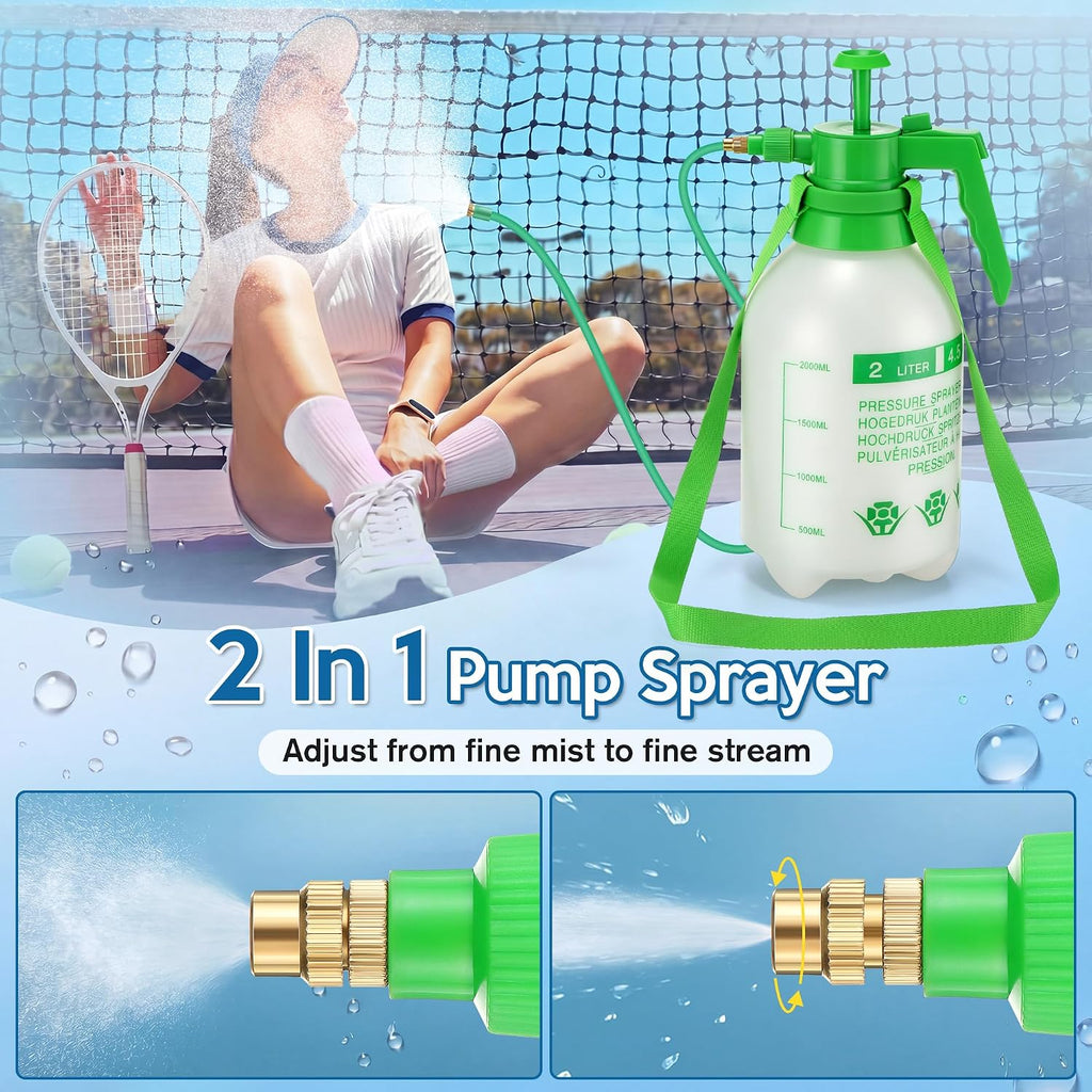 Personal Mister, 2 in 1 Water Spray Bottle with 3.3ft Mist Line, 2L,Green | Portable Cooling Mister With Shoulder
