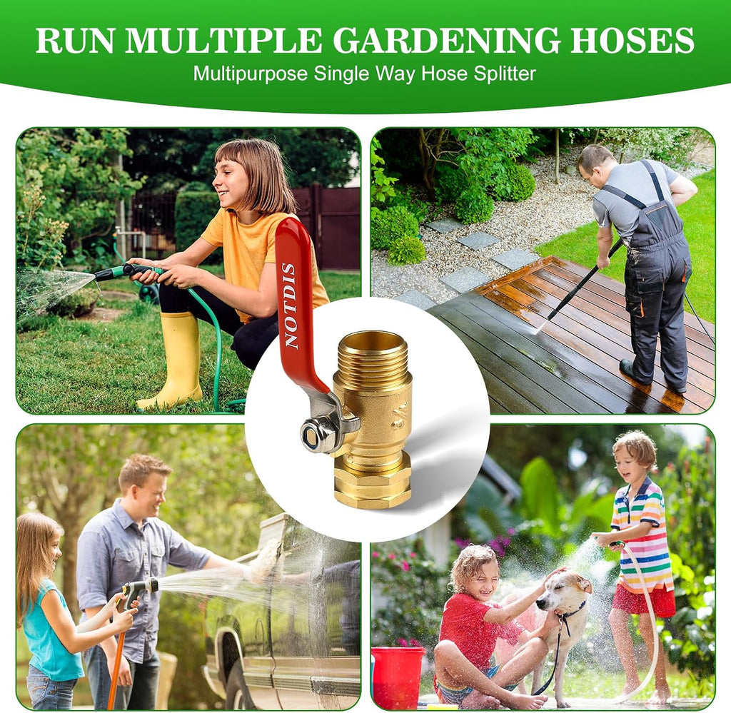 Brass Garden Hose Shut Off Valve with Full-Flow Design - Heavy Duty 3/4" GHT Connector, 304 Stainless Steel Handle - 2