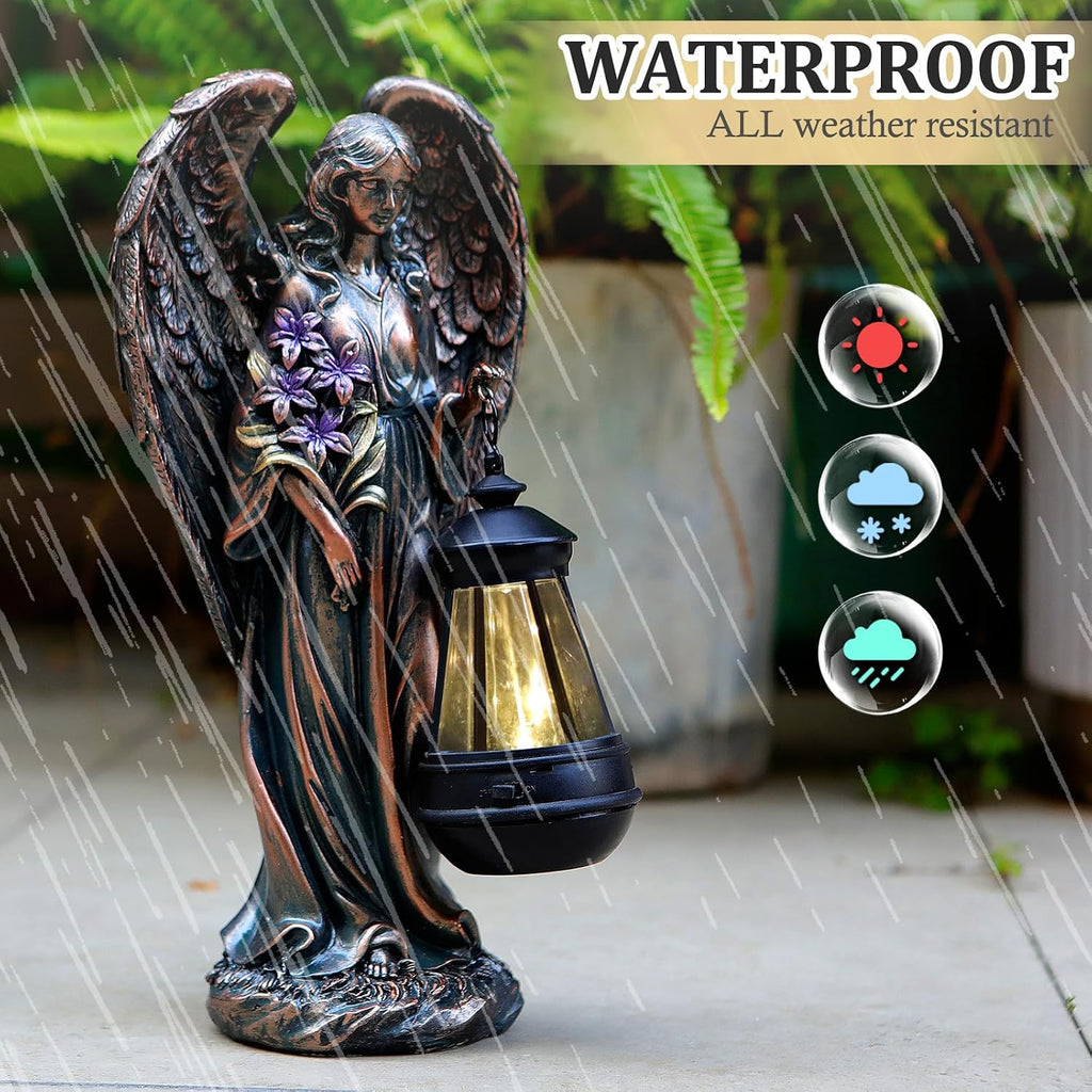 VChymm Solar Angel Outdoor Garden Decor Statues – 13.2 inches Solar Outdoor Sculptures for Outside Yard Art Patio