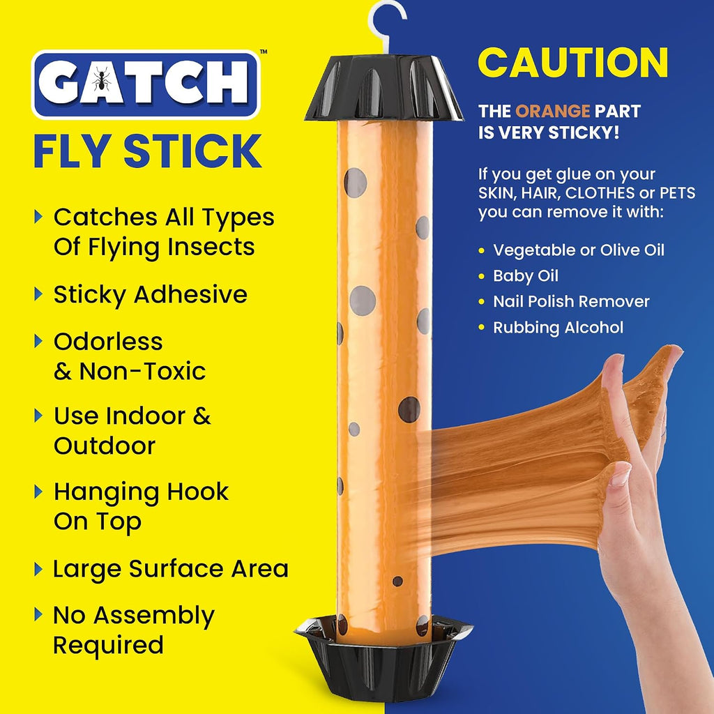 GATCH Fruit Fly Trap (4 Pack), Fly Stick for Mosquitoes, Sticky Trap for Flies Gnats Wasp Flying Insects, Bug Catcher