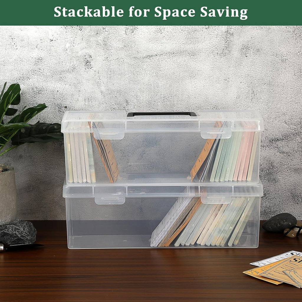 Kokone 2 Pack Plastic Clear Seed Storage Organizer Box with Handle, Portable Seed Bin with Lock, Transparent Seed