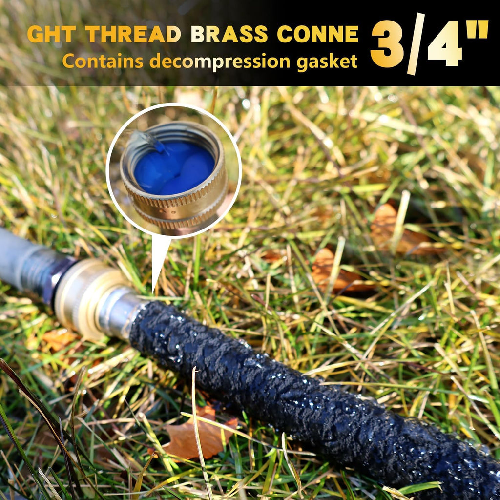 Hopegiver 5/8’’ Soaker Hose 25 ft 2 Pack, Heavy Duty Garden Soaker Hoses with Solid Brass Fitting, Rubber Drip Hose for
