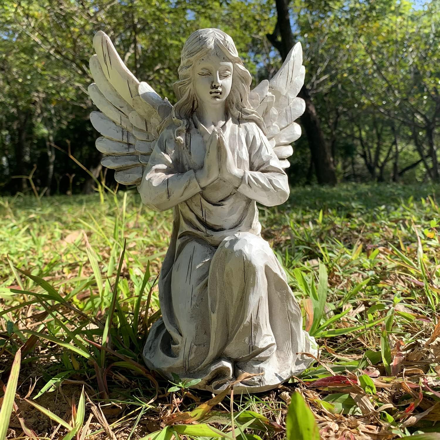 Praying Angel Garden Statue, Religious Fairy Sculpture Waterproof Decorative Figurine Art Decor for Patio, Lawn, Yard
