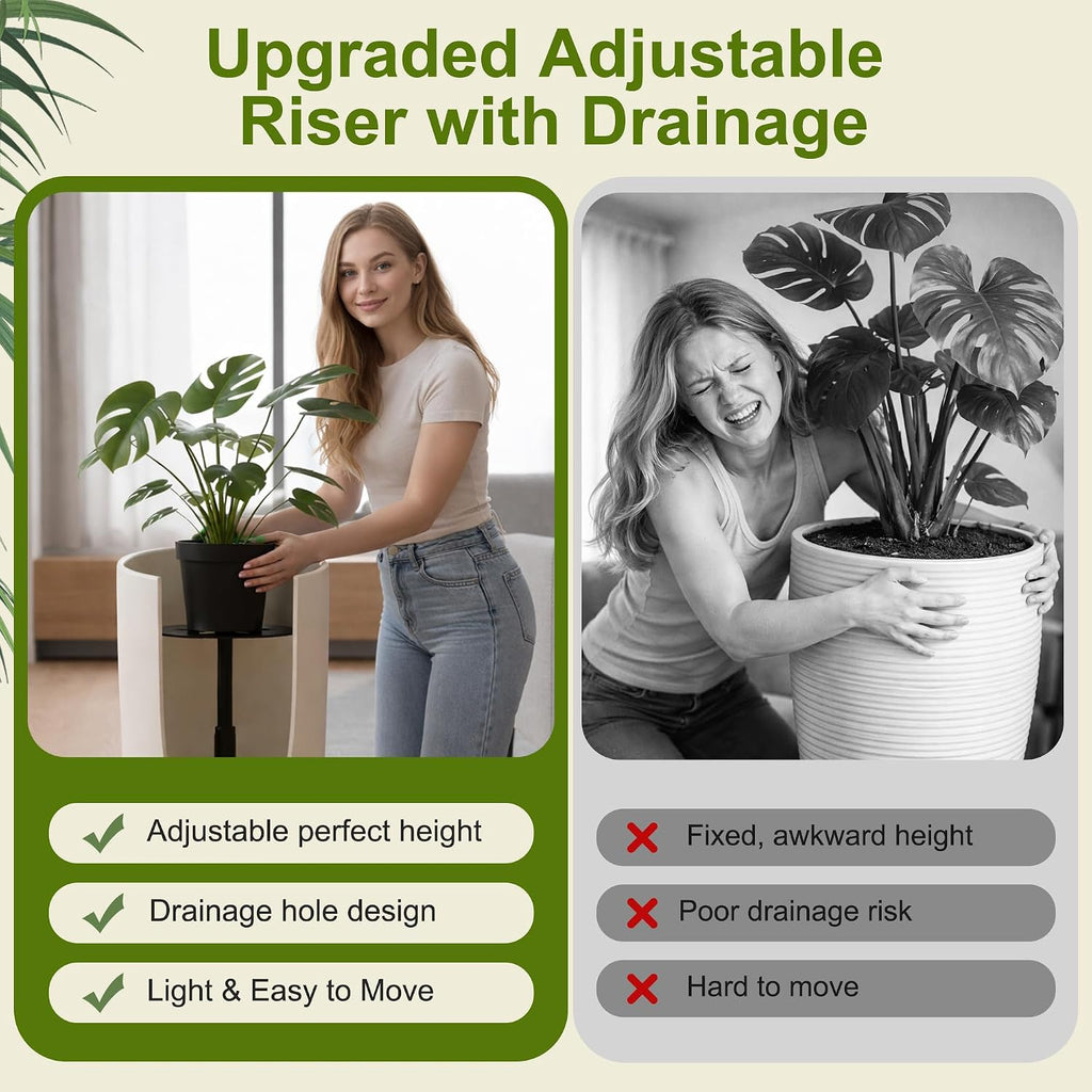 Adjustable Plant Risers for Inside Pots, 10-17 Inch Lift Height | Round Planter Insert for Tall Pots, 1 Stand, 8" & 10"