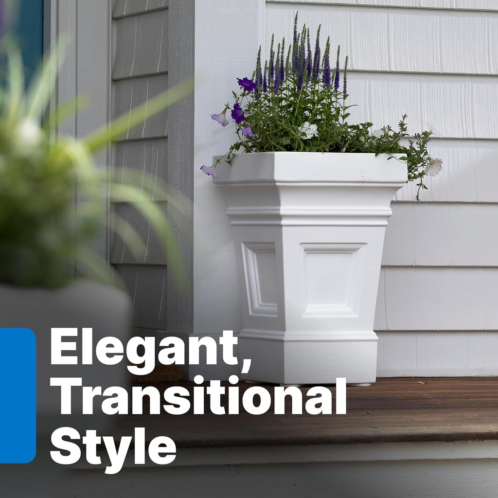 Step2 Atherton Square Planter, Large Planters for Outdoor Plants, Gardening and Flower Pot for Patio or Porch