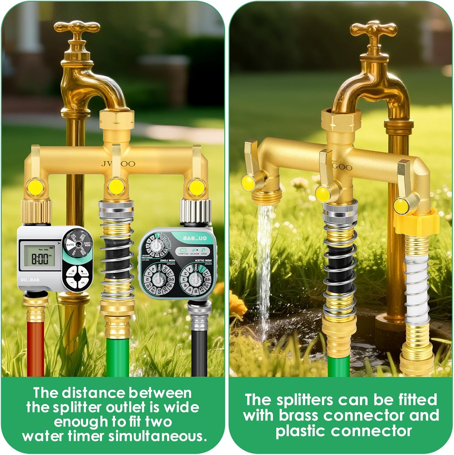 Garden Hose Splitter, Brass 3 Way Hose Splitter, 3/4" Water Hose Splitter 3 Way Heavy Duty with Metal Shutoff Valve and