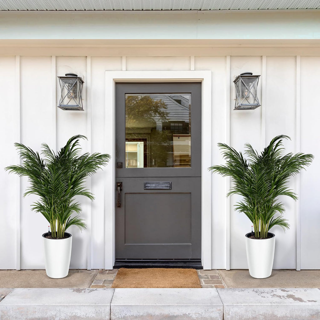 Garvee Tall Planters for Outdoor Plants, 16 in Planters Set of 2, White | Outdoor & Indoor Planters with Water Level