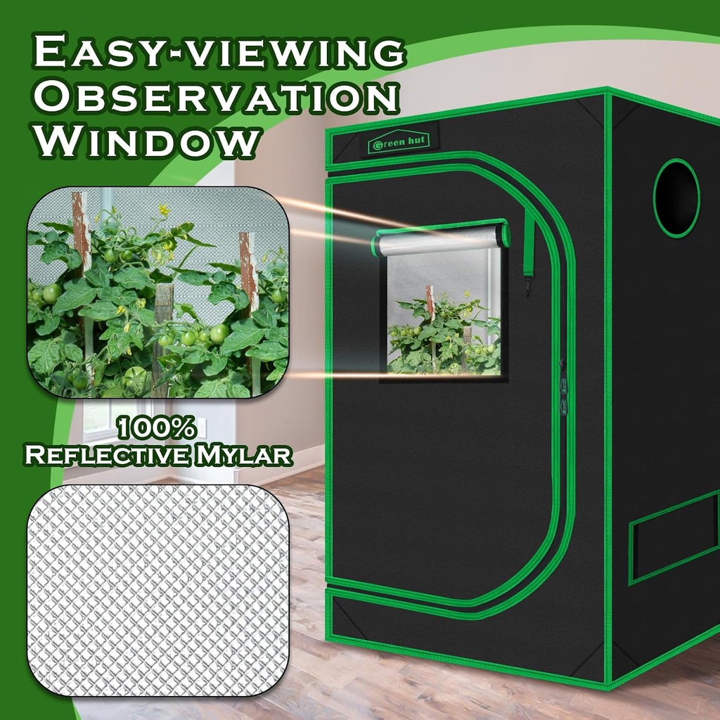 24"x36"x60"6000D Mylar Hydroponic Growing Tent for Plants | Observation Window, Removable Floor Tray, 100% Reflective