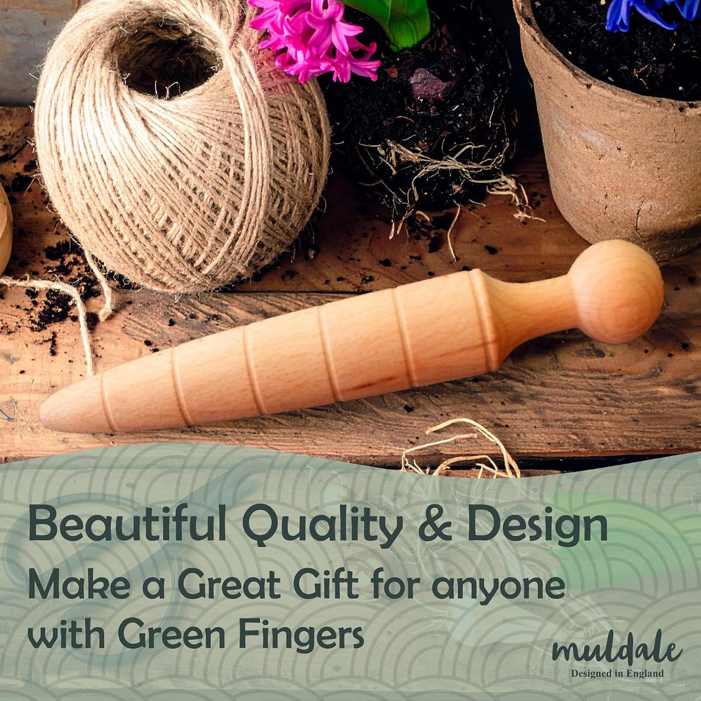Garden Dibber Seed Planter Tool – Wooden Seed Dibber for Planting | Tapered Gauge Handheld Bulb Planting Tool for