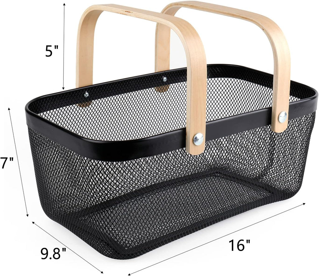 Mesh Storage Basket with Handle, Garden Harvest Basket, Mesh Fruit Vegetables Gathering Basket Bin, Multi-functional