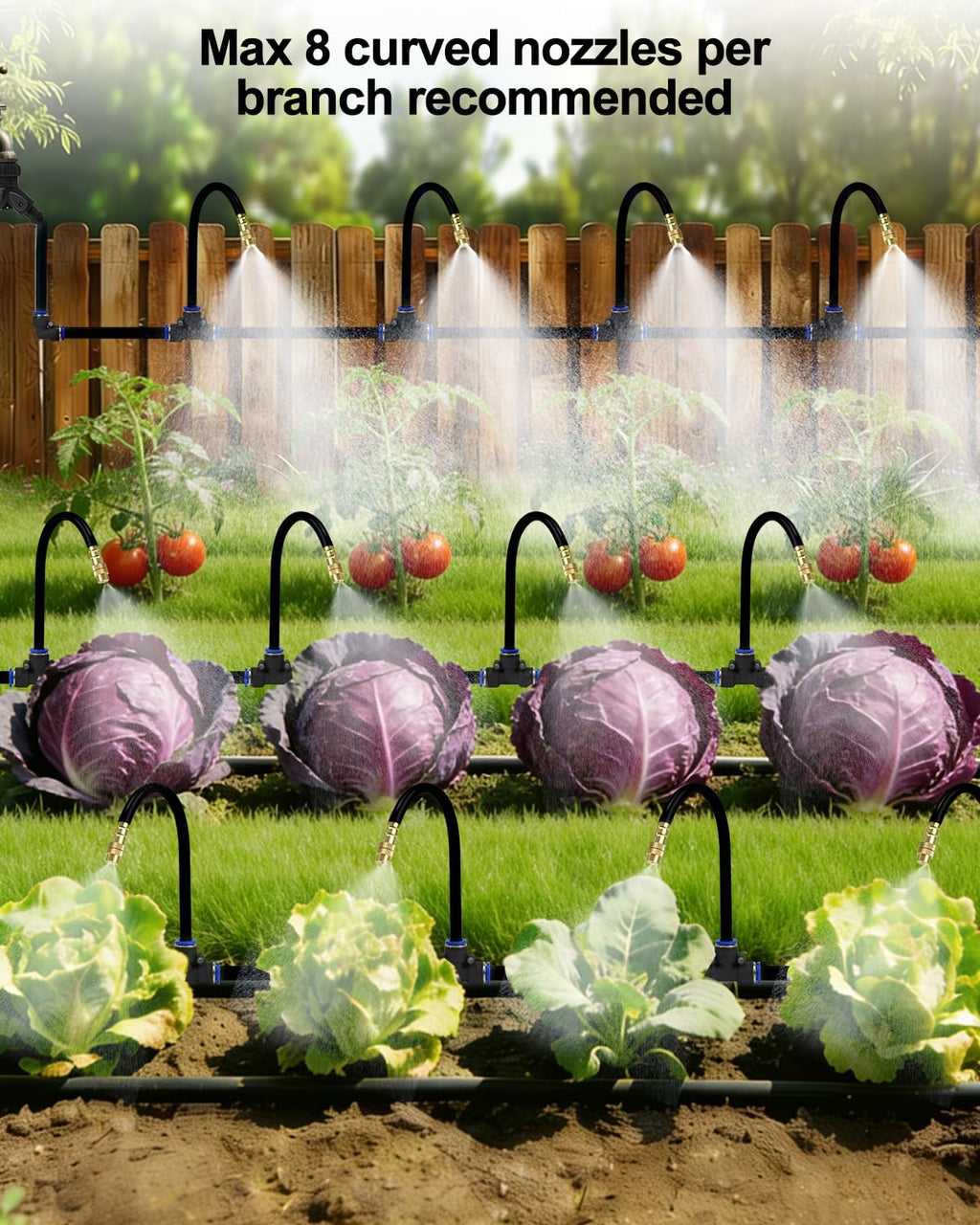 Drip Irrigation System 200FT 5/16", 2026-Upgrade Garden Sprinkler Kit with 32PCS 360° Adjustable Copper Nozzles