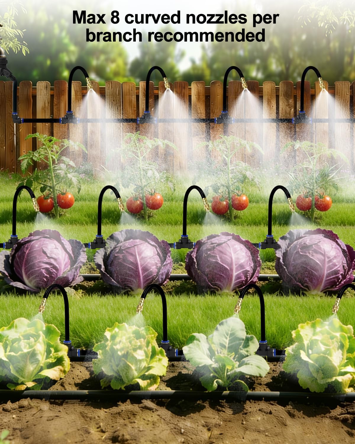 Drip Irrigation System 200FT 5/16", 2026-Upgrade Garden Sprinkler Kit with 32PCS 360° Adjustable Copper Nozzles