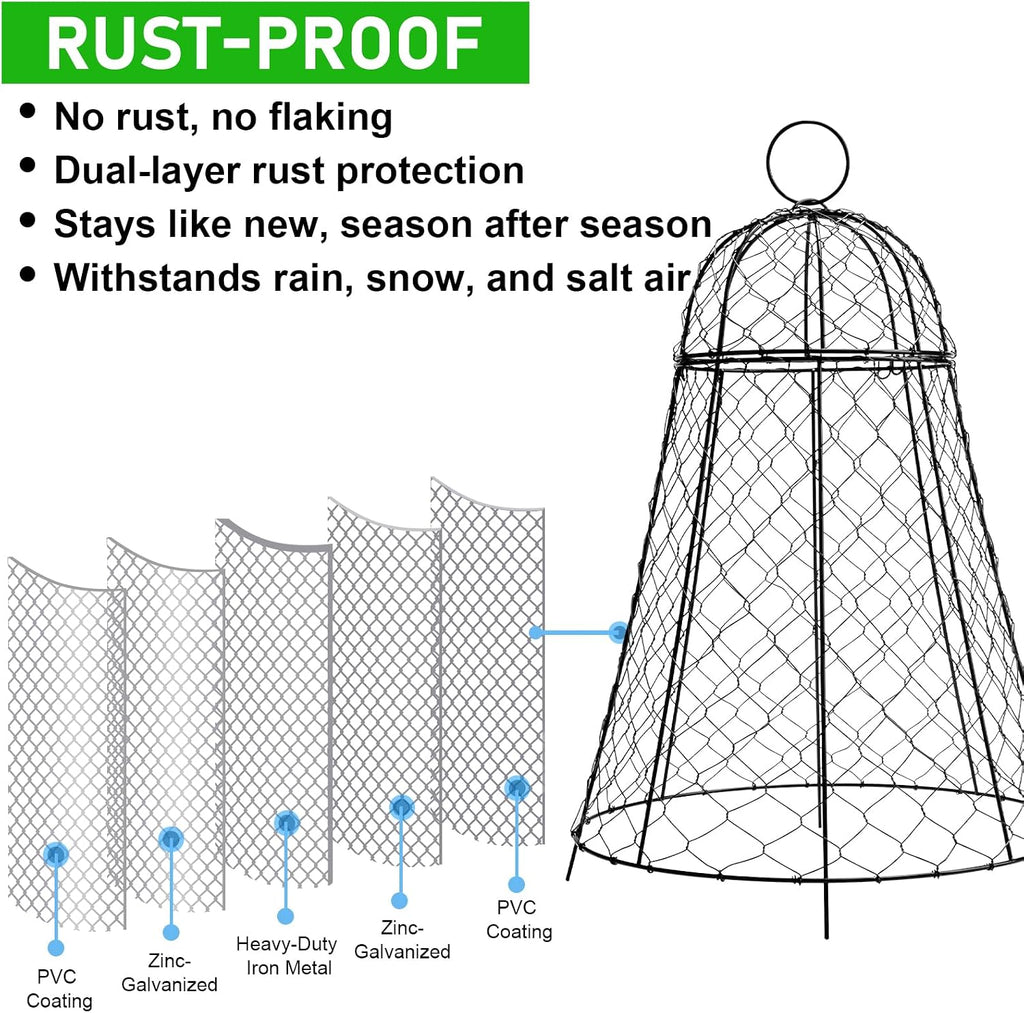 Garden Cloches for Plants 3 Pack - Chicken Wire Outdoor Plant Protectors from Animals - Heavy-Duty Metal Cage with