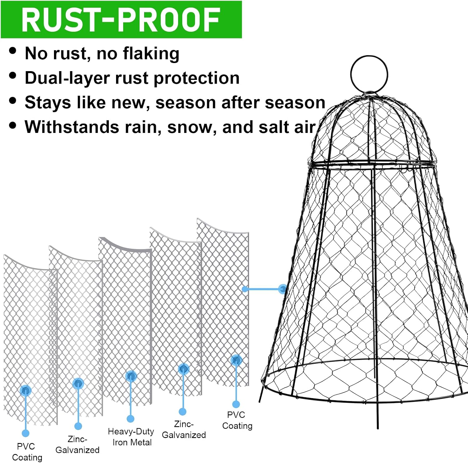 Garden Cloches for Plants 3 Pack - Chicken Wire Outdoor Plant Protectors from Animals - Heavy-Duty Metal Cage with