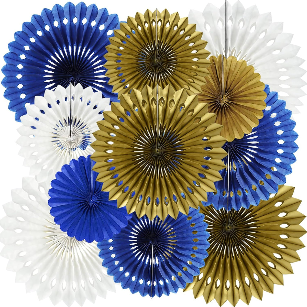 BEISHIDA Honeycomb Round Paper Fan Blue Gold White Hanging Party Decoration