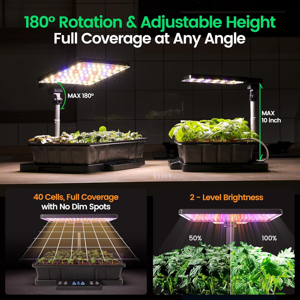 LetPot Smart Seed Starter with Humidity Dome, Germination Kit with Waterproof Seedling Mat, 24W Full Spectrum LED Grow