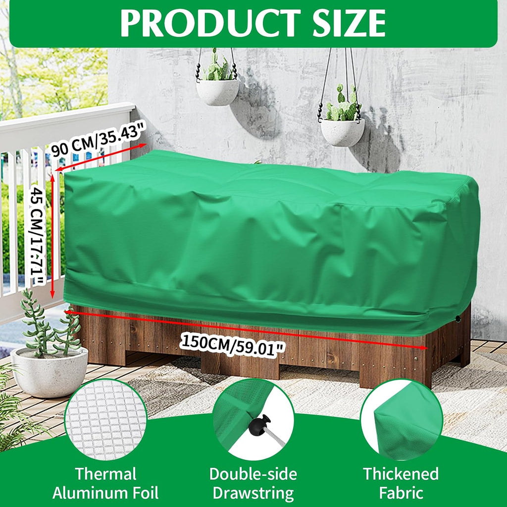 2 Pack 59" x 35" x 17" Upgraded Insulation Raised Garden Bed Cover with Thermal Aluminum Film Liner, Rectangular Plant