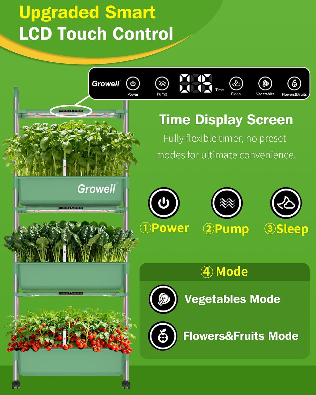 Growell Large Hydroponics Growing System Kit, 81 Pods Vertical Indoor Herb Garden Kit with LED Grow Light & Independent
