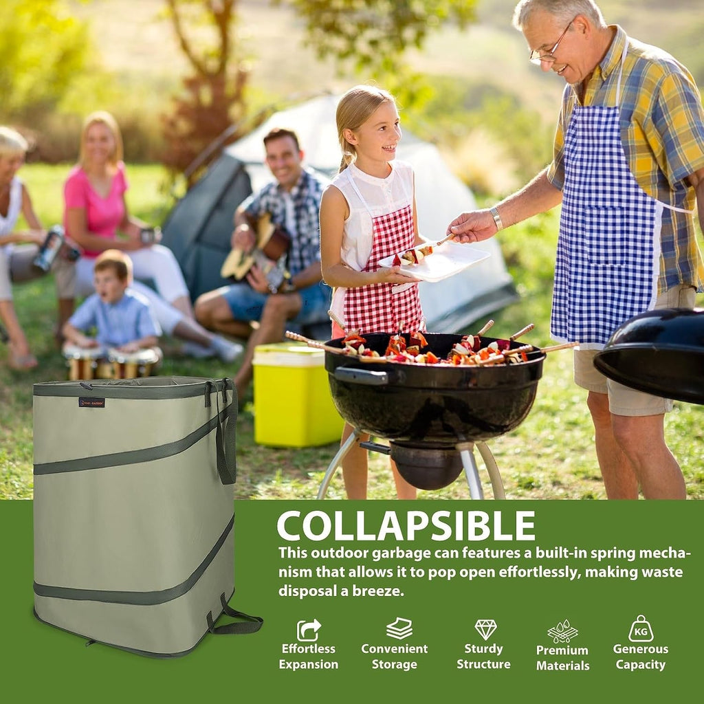 YUDI & GARDEN 46 Gallon Square Collapsible Yard Waste Containers | Collapsible Trash Can, For Collecting Weeds, Leaf