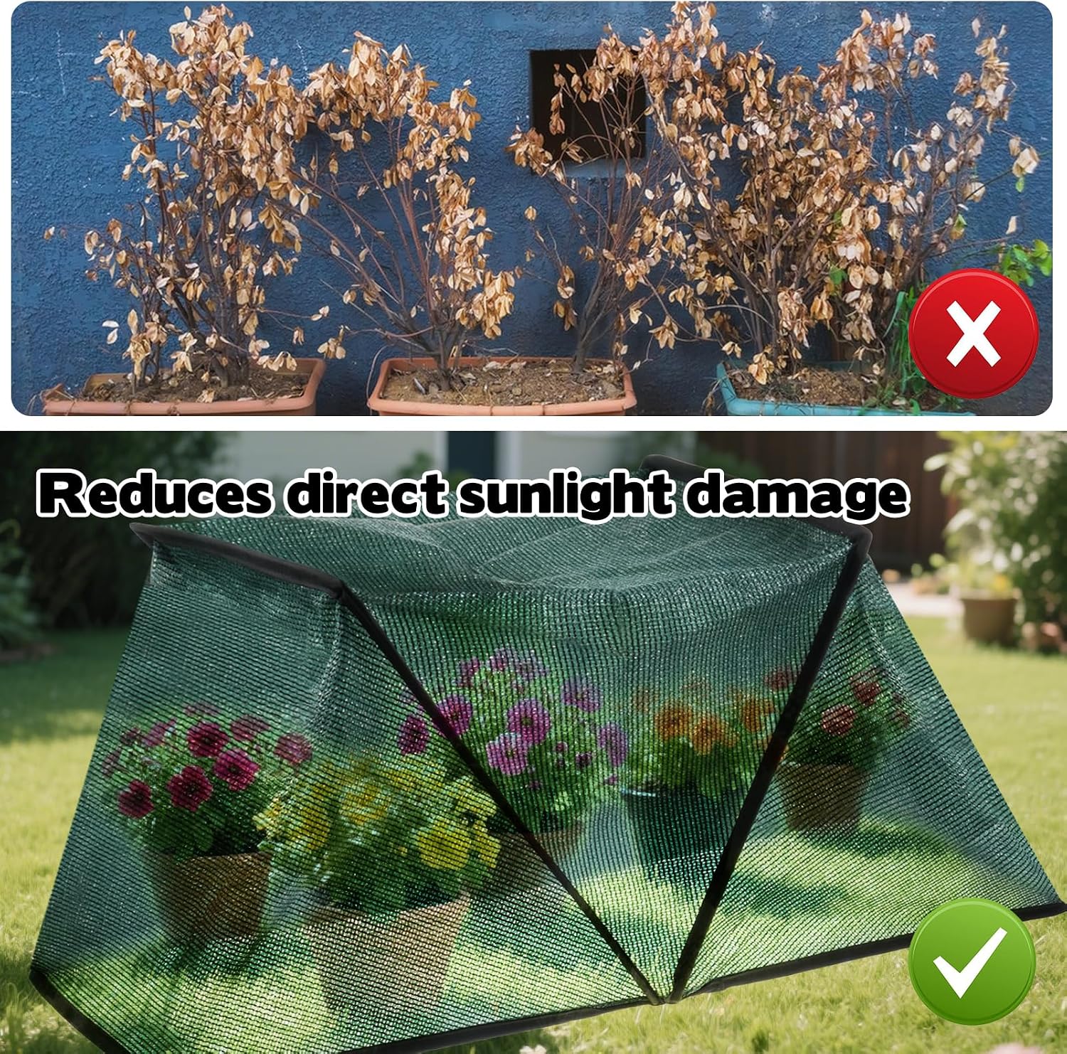 CIEOVO 32.5" x 13" x 15.7" Garden Plant Shade Tent, Foldable Raised Garden Beds Plant Protector Sun Shade Cloth with