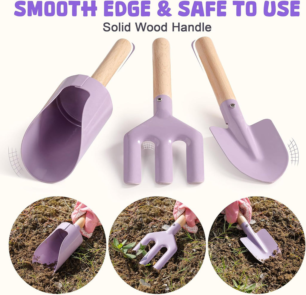 ROBOTIME Kids Gardening Set, 17PCS Toddler Gardening Tools, Toddler Gardening Set with Apron, Hat, Gloves, Watering Can