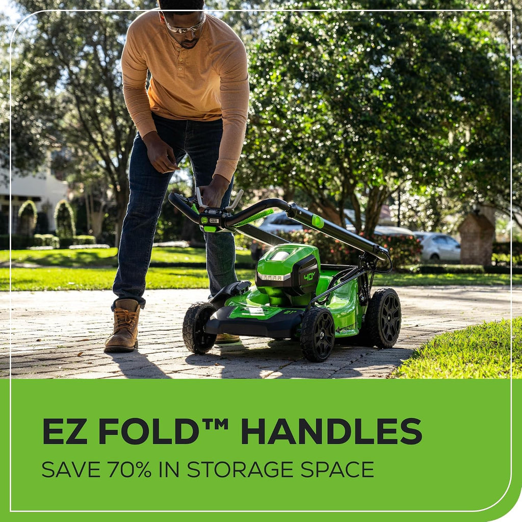 Greenworks 40V 21 in Self-Propelled Lawn Mower, 5.0 Ah Battery and Charger