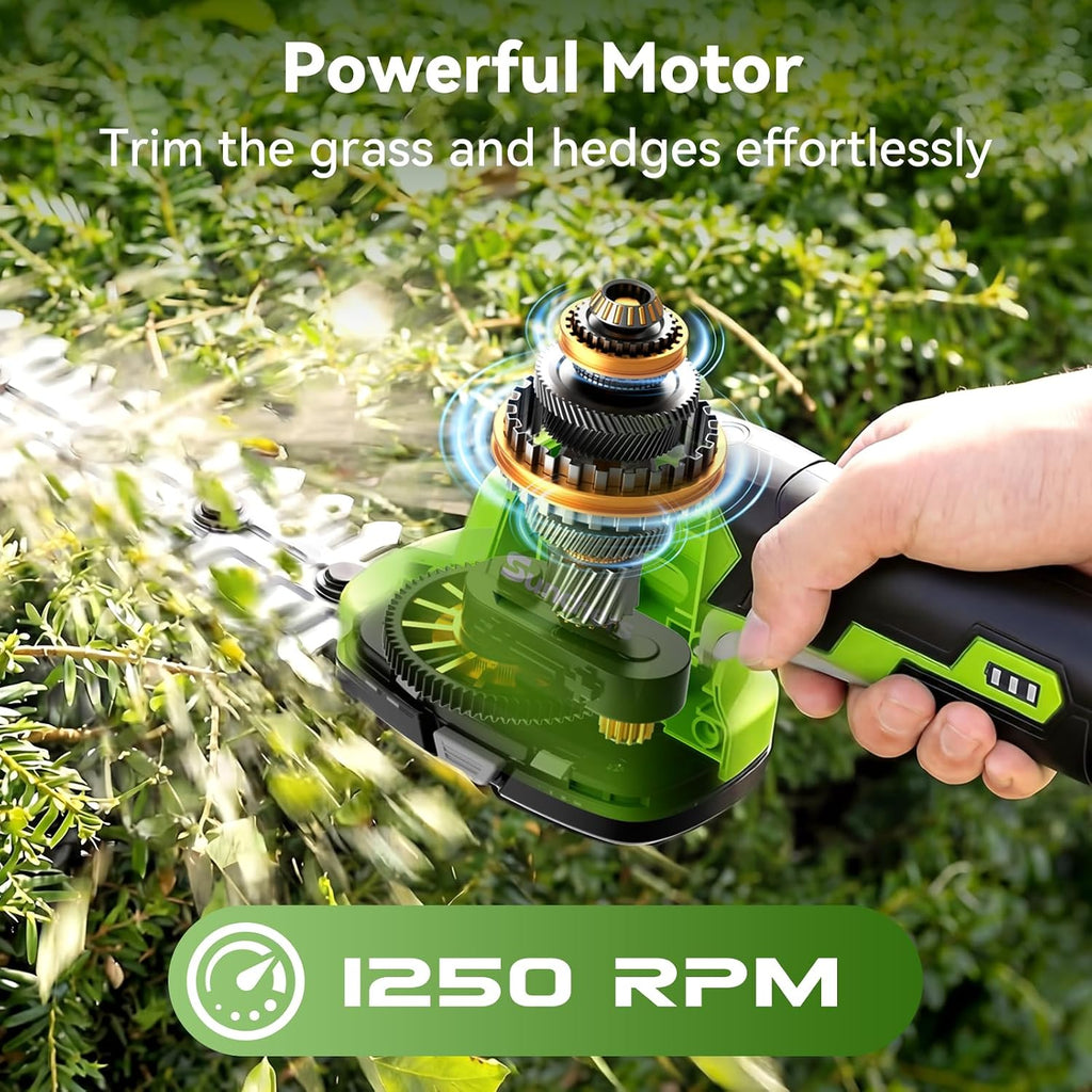 2 in 1 Hedge Trimmer Cordless, 7.2V Electric Grass Cutter Hedge Shears, Handheld Shrub Bush Trimmer, Lightweight Grass
