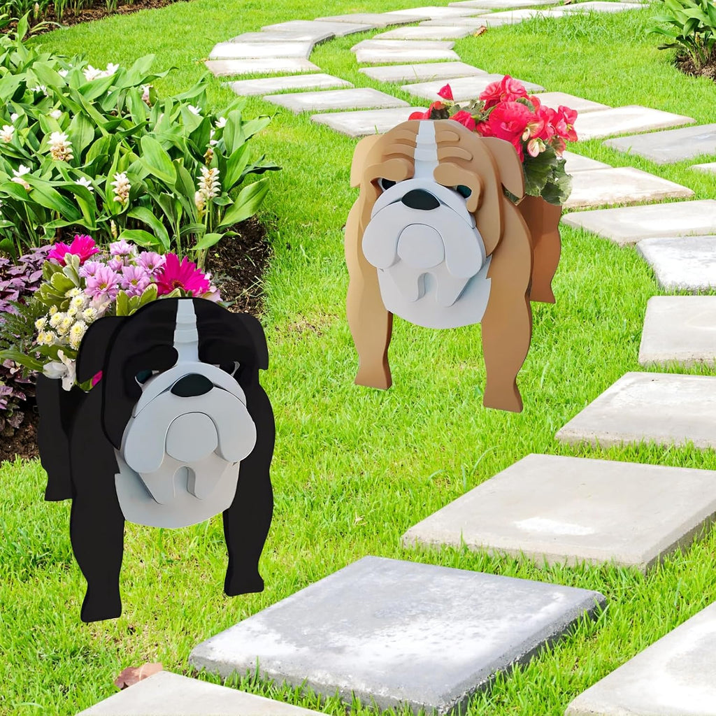 English Bulldog Dog Planter Pots, Animal Shaped Flower Pot | Cute Plant Gift for Women and Pet Lovers, Indoor Outdoor