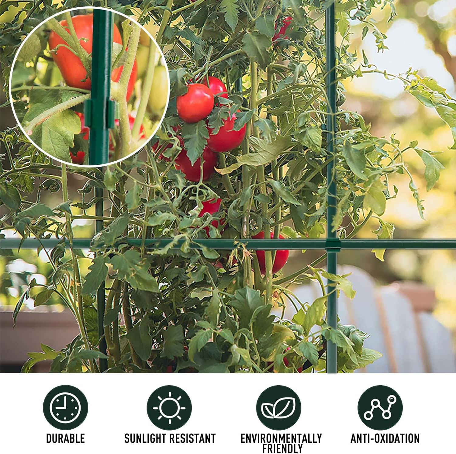 MAXPACE 125pcs Garden Stakes Kit: Includes 40 Sets of Fiberglass Plant Sticks Supports & Accessories for DIY 4ft, 5ft
