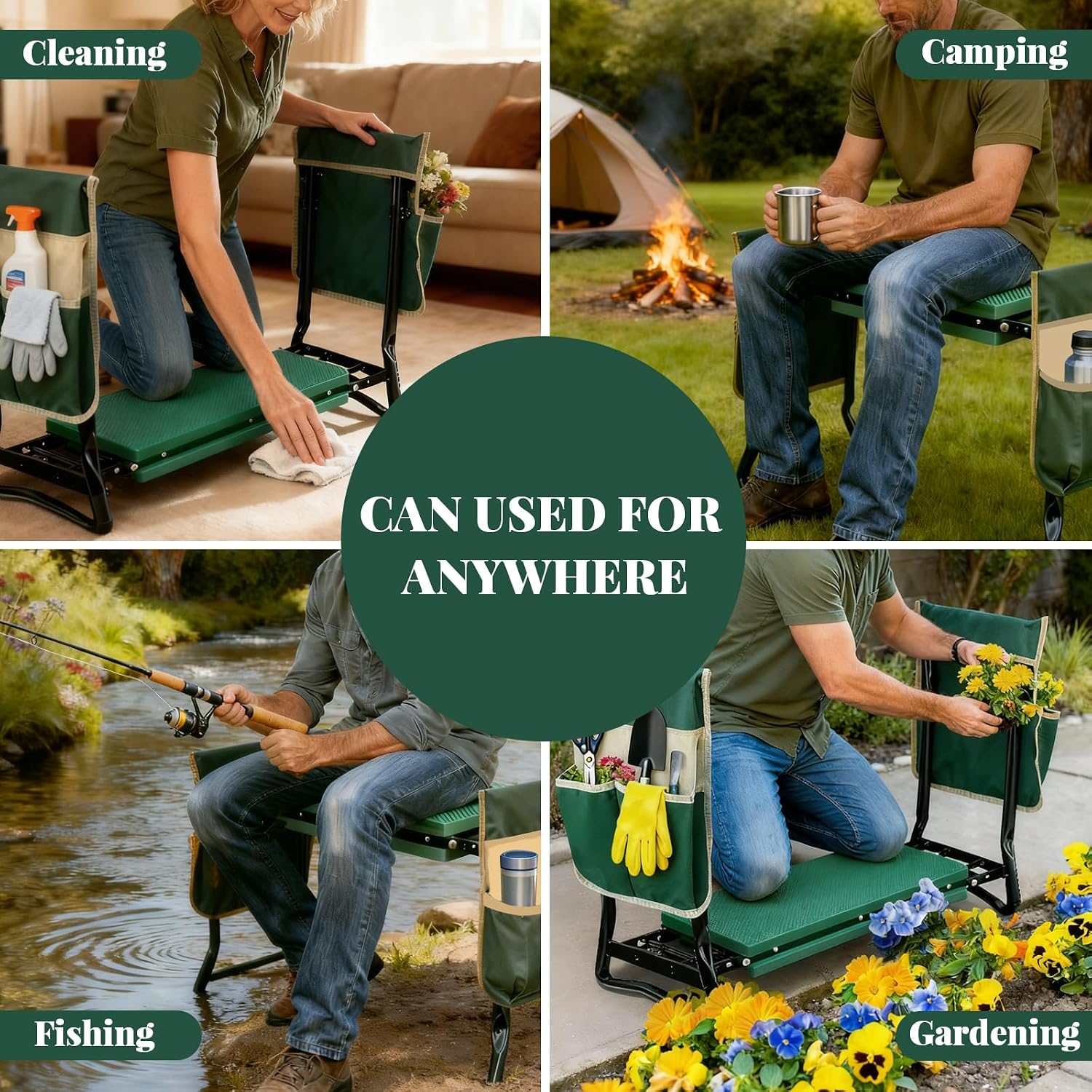 RAIN SPIRIT Garden Kneeler and Seat Gifts Foldable Gardening Stool | with Thicken & Widen Soft Kneeling Pad,Garden