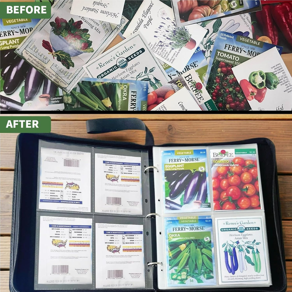 Zippered Seed Storage Organizer Binder with Handle