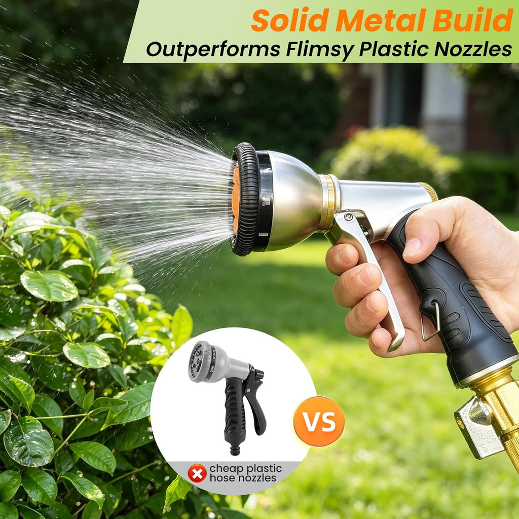 ARXIVE 9-Pattern Brass Hose Nozzle, High Pressure Leakproof Water Sprayer | Versatile sprayer with non-slip grip,Ideal