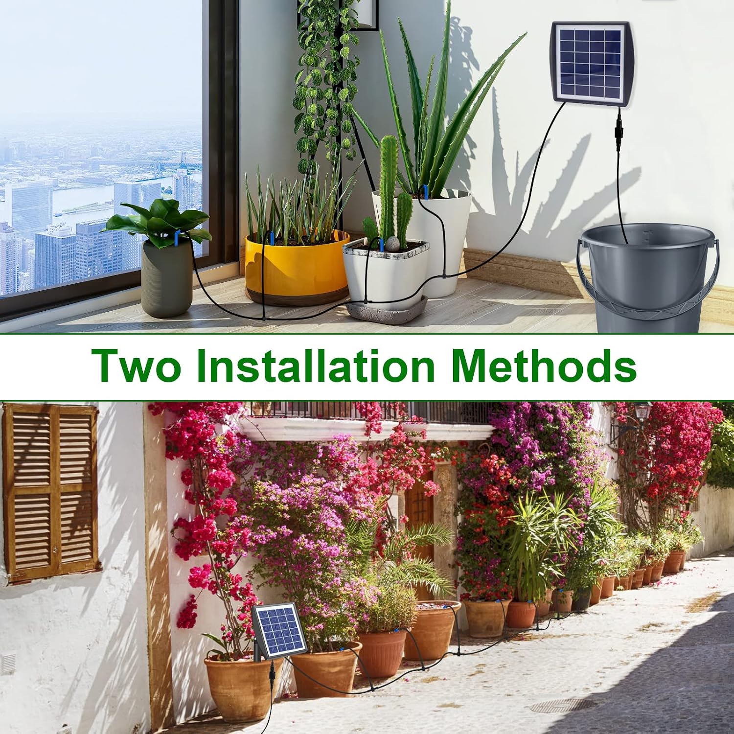 RISINGUP Solar Drip Irrigation System for 15 Potted Plants Outdoor Garden | Automatic Plants Watering System with