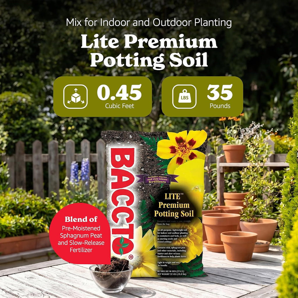 Michigan Peat 1440 Baccto Lite Premium Potting Soil for Gardening, Seed Starting, Propagation, and More, 40 Quart Bag