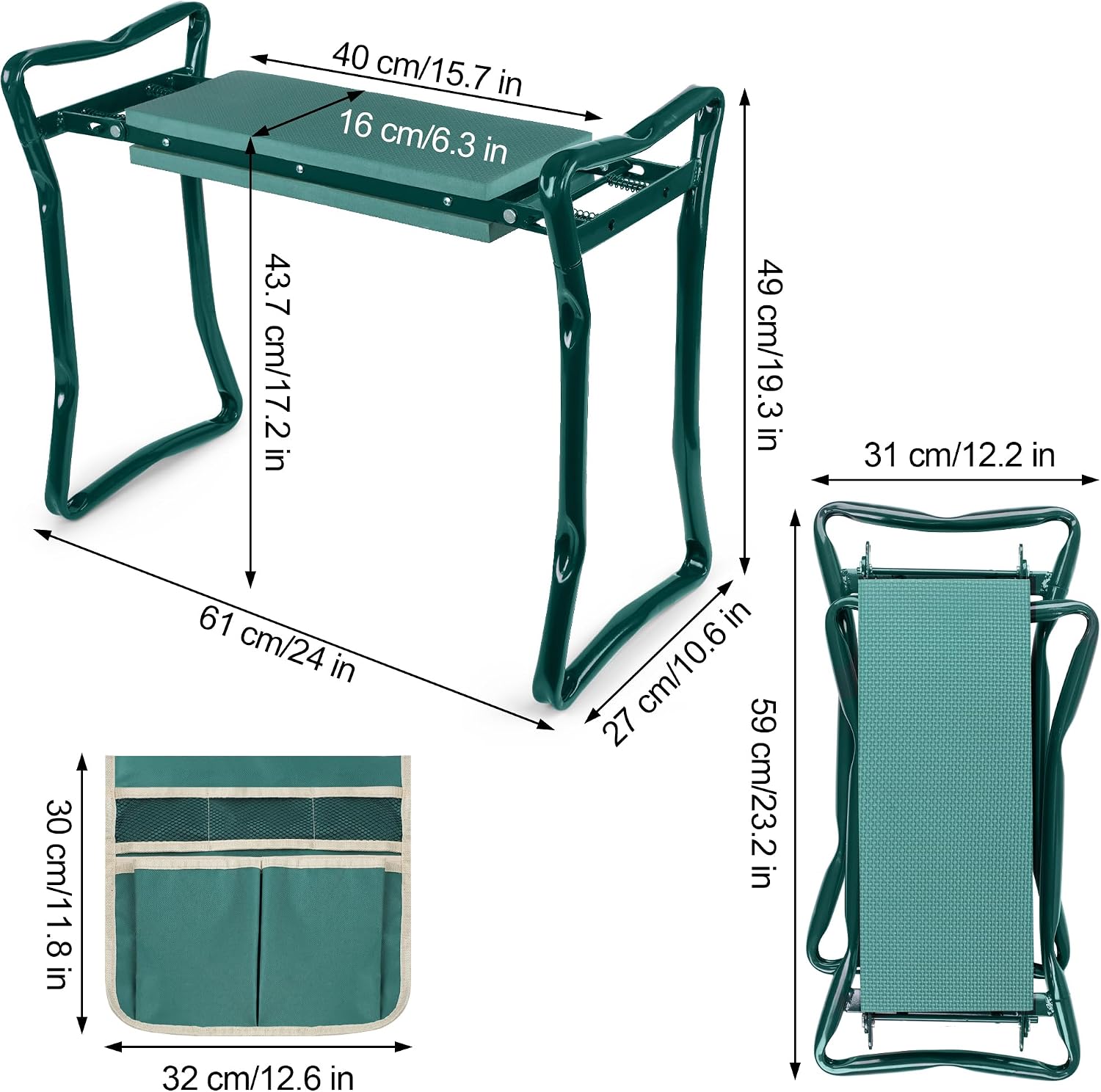 Garden Kneeler and Seat, Garden Bench for Kneeling and Sitting, Garden Stool and Kneeler with A Tool Pocket, Eva Soft
