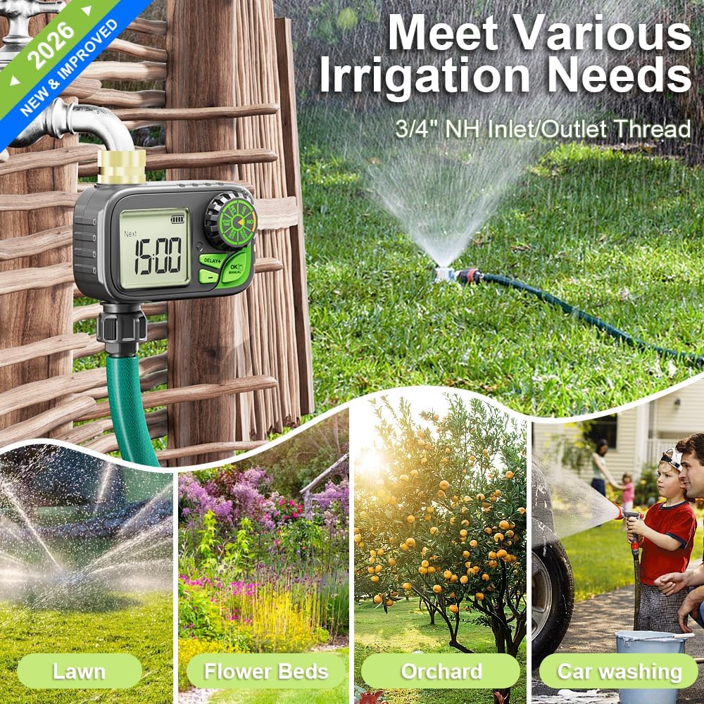 Sprinkler Timer, Digital Water Hose Timer Irrigation Controller | Programmable waterproof watering timer with rain