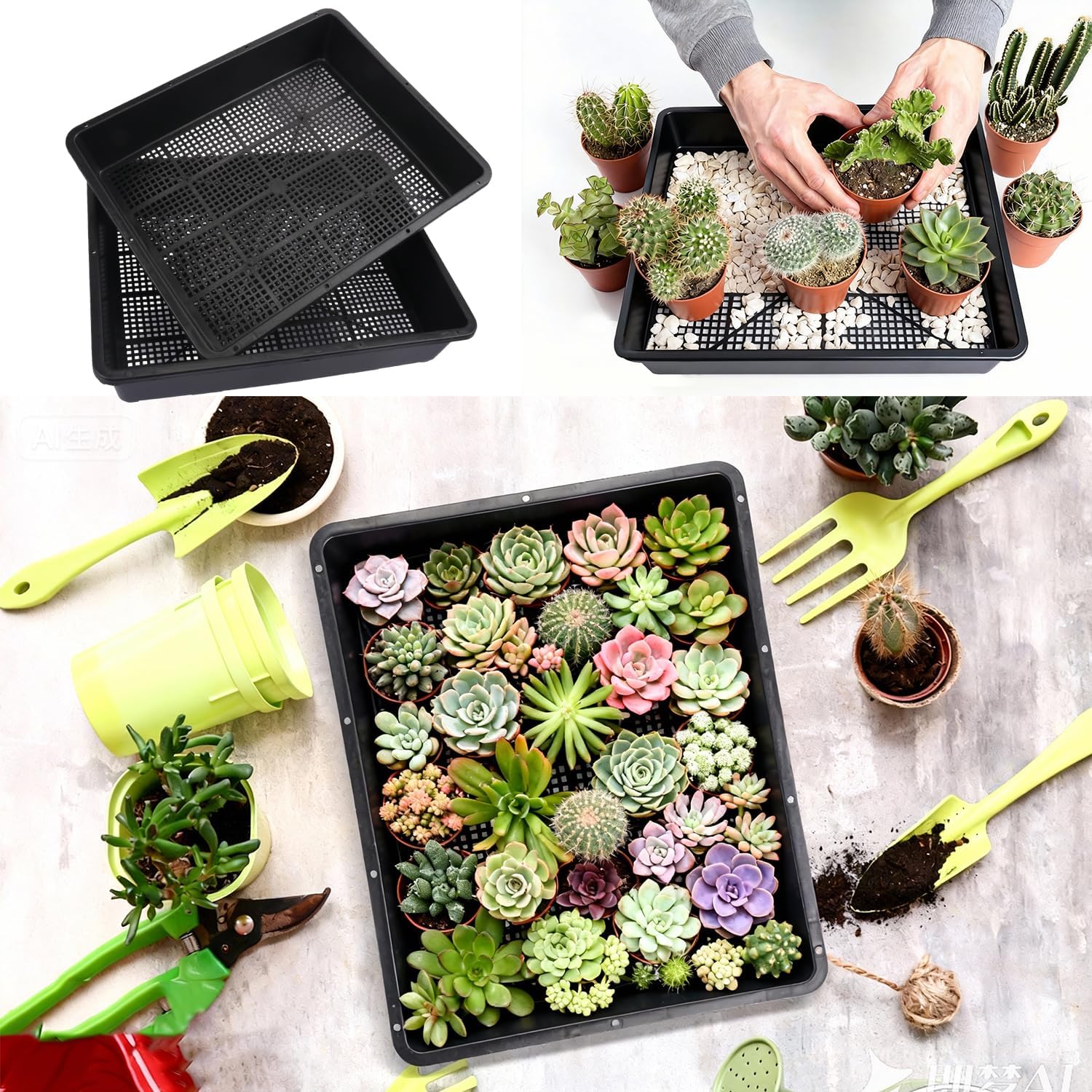 16 Pack Seed Starter Trays 15 x 12 inches Microgreens Growing Trays with Mesh Bottom for Germination, Hydroponic &