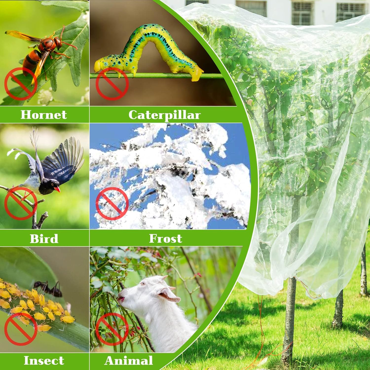 2Pcs Large Bird Barrier Netting Mesh, 7.9 * 6 FT Garden Netting | Garden Netting with Zipper and Drawcord, Fruit Tree