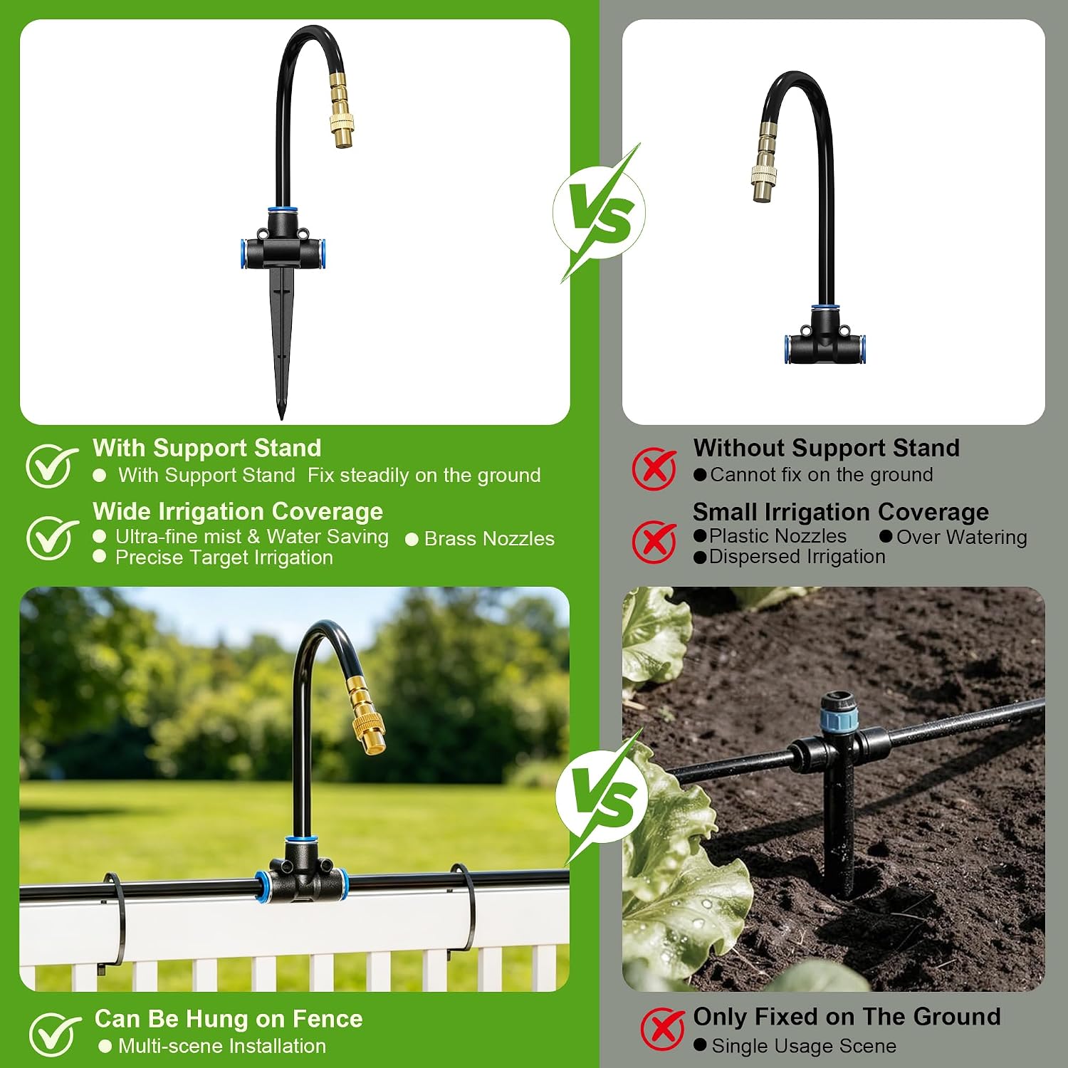 Thiswing 100 FT 360° Adjustable Irrigation System with Stake Holders | 1/4" Tubing, 16 Nozzles, Automatic Watering