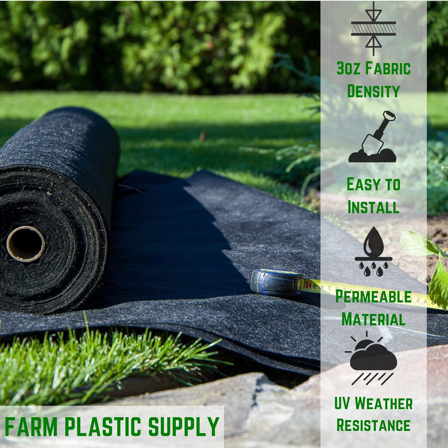 Farm Plastic Supply - 3oz Highly Permeable Landscape Fabric (4' x 300') - Non-Woven Landscaping Fabric, Spunbond