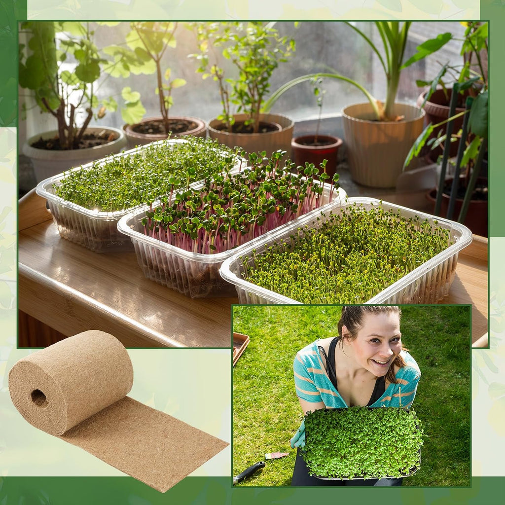10" x 315" Microgreens Growing Mat Jute Fiber Grow Mats Extra Long Hydroponic Grow Pads for Wheatgrass Sprouts