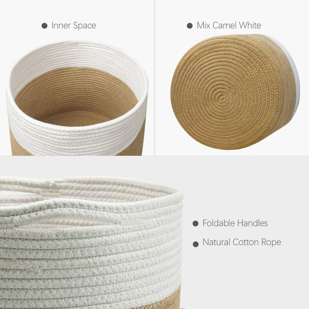 TIMEYARD Large Plant Basket, Planter for Indoor Plants, Jute Mixed White | 12" x 12" Storage Organizer Basket Rustic