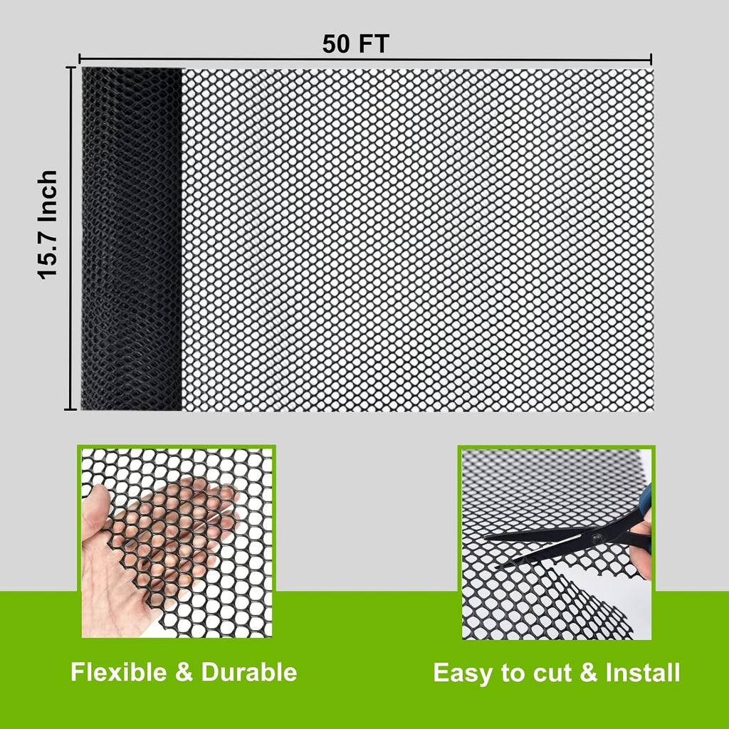 Plastic Wire Mesh Fence Roll, GENNIZZ 15.7IN x 50FT Plastic Chicken Wire Mesh, Balcony Garden Floral Netting Fencing