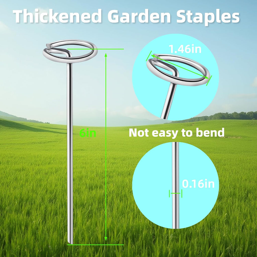 240Pcs Thick 8 Gauge 0.16 in Circle Top Landscape Fabric Pins Hard Holding,6 Inch Galvanized Landscape Fabric Stakes
