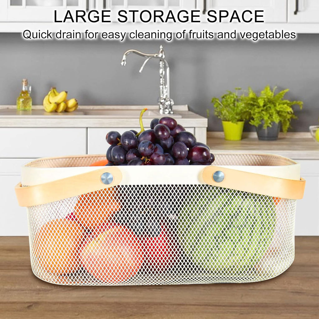 Garden Harvest Basket,Delicate Harvest Basket for Garden Vegetables,Practical Metal Mesh Wire Basket with Handle